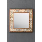 Oscar Stone Decor Masif Çerçeveli Mozaik Taş Ayna 43 Cm X 43 Cm (brown-blue-morocco-etnik Desen)
