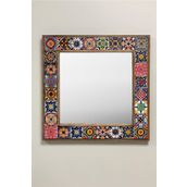 Oscar Stone Decor Masif Çerçeveli Mozaik Taş Ayna 43 Cm X 43 Cm (morocco-etnik Desen) AYN4040-028