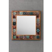 Oscar Stone Decor Masif Çerçeveli Mozaik Taş Ayna 43 Cm X 43 Cm (morocco-etnik Desen) AYN4040-072