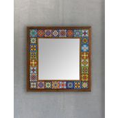Oscar Stone Decor Masif Çerçeveli Mozaik Taş Ayna 43 Cm X 43 Cm (MOROCCO-ETNİK DESEN) Dresuar Üstü Balkon