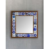 Oscar Stone Decor Masif Çerçeveli Mozaik Taş Ayna 43 Cm X 43 Cm (NAZAR BONCUĞU)