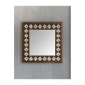 Oscar Stone Decor Masif Çerçeveli Mozaik Taş Ayna 43 Cm X 43 Cm Seramik Desenli AYN4040-056