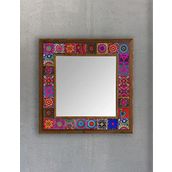 Oscar Stone Decor Masif Çerçeveli Mozaik Taş Ayna 43 Cm X 43 Cm (SUZANİ-ETNİK DESEN KOLEKSİYONU)