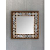Oscar Stone Decor Masif Çerçeveli Mozaik Taş Ayna 43 Cm X 43 Cm (TİLE-ETNİK DESEN)