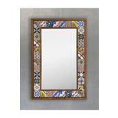 Oscar Stone Decor Masif Çerçeveli Mozaik Taş Ayna 43 cm x 63 cm Tile Desen