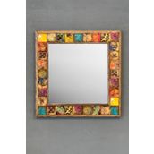 Oscar Stone Decor Masif Çerçeveli Mozaik Taş Ayna 48x48 Cm Tile Mozaik Seramik Morocco Desenli