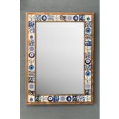 Oscar Stone Decor Masif Çerçeveli Mozaik Taş Ayna 53 Cm X 73 Cm Nazar Boncuklu Mavi Büyük Ayna AYN5070-087