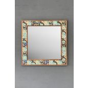 Oscar Stone Decor Masif Çerçeveli Mozaik Taş Ayna 53x53 Cm Tile Mozaik Seramik Morocco Desenli