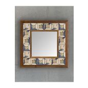 Oscar Stone Decor Masif Çerçeveli Mozaik Taş (mermer) Ayna 33x33 Cm Seramik Desenli Eskitme AYN-108