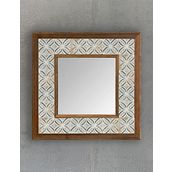 Oscar Stone Decor Masif Çerçeveli Mozaik Taş (MERMER) Ayna 33x33 cm Seramik Desenli Eskitme Tasarım
