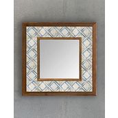 Oscar Stone Decor Masif Çerçeveli Mozaik Taş (mermer) Ayna 33x33 Cm Seramik Desenli Eskitme
