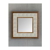 Oscar Stone Decor Masif Çerçeveli Mozaik Taş (mermer) Ayna 33x33 Cm Seramik Desenli Mavi Temalı AYN-103