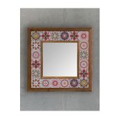 Oscar Stone Decor Masif Çerçeveli Mozaik Taş (mermer) Ayna 33x33 Cm Seramik Desenli Maxican Tile AYN-094