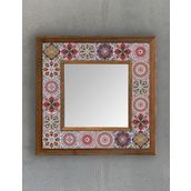 Oscar Stone Decor Masif Çerçeveli Mozaik Taş (MERMER) Ayna 33x33 cm Seramik Desenli Maxican Tile