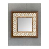 Oscar Stone Decor Masif Çerçeveli Mozaik Taş (mermer) Ayna 33x33 Cm Seramik Desenli Sarı Ayna AYN-107