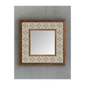 Oscar Stone Decor Masif Çerçeveli Mozaik Taş (mermer) Ayna 33x33 Cm Seramik Desenli Sarı Ayna AYN-109