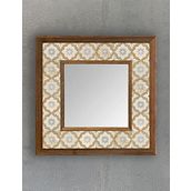Oscar Stone Decor Masif Çerçeveli Mozaik Taş (mermer) Ayna 33x33 Cm Seramik Desenli Sarı Ayna
