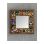 Oscar Stone Decor Masif Çerçeveli Mozaik Taş (mermer) Ayna 33x33 Cm Seramik Desenli Talevera AYN-112