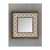 Oscar Stone Decor Masif Çerçeveli Mozaik Taş (mermer) Ayna 33x33 Cm Seramik Desenli Vintage Ayna AYN-105