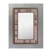 Oscar Stone Decor Masif Çerçeveli Mozaik Taş (mermer) Ayna 43x63cm Seramik Desenli Dresuar Aynası AYN4060-094