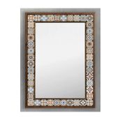 Oscar Stone Decor Masif Çerçeveli Mozaik Taş (mermer) Ayna 53x73 Cm (tile-etnik-seramik Desenli)