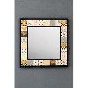 Oscar Stone Decor Masif Siyah Çerçeveli Mozaik Taş Ayna 43Cmx43 Cm Evde Kal-Love-Morocco-Etnik Desen Ayn4040-008