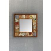 Oscar Stone Decor Oscar Stone Ahşap Çerçeveli Mozaik Doğaltaş Ayna 33 Cm X 33 Cm AYN-020