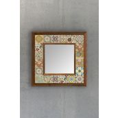 Oscar Stone Decor Oscar Stone Ahşap Çerçeveli Mozaik Doğaltaş Ayna 33 Cm X 33 Cm AYN-044