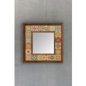 Oscar Stone Decor Oscar Stone Ahşap Çerçeveli Mozaik Doğaltaş Ayna 33 Cm X 33 Cm Dresuar Ayna AYN-009