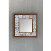 Oscar Stone Decor Oscar Stone Ahşap Çerçeveli Mozaik Doğaltaş Ayna 33 CM X 33 CM HALL AYNASI AYN-017
