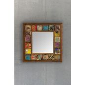Oscar Stone Decor Oscar Stone Ahşap Çerçeveli Mozaik Doğaltaş Ayna 33 Cm X 33 Cm-mosaic Mirror Stone AYN-001