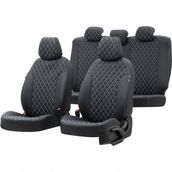 Otom Audi A3 1997-2003 Özel Üretim Madrid Design Deri Siyah - Beyaz Oto Koltuk Kılıfı