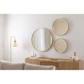 OTTO HOME GOODS ASU 3’LÜ (90CM-60CM-50CM) Metalik Mat Gold Yuvarlak Ahşap Çerçeveli Dekoratif Ayna