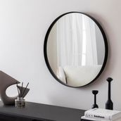 OTTO HOME GOODS Asu 40 cm Siyah Yuvarlak Ahşap Çerçeveli Dekoratif Ayna