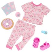 Our Generation – Oyuncak bebek pijama seti, 46 cm bebekler, donut pelüş, oyun el feneri ve ayakkabılar için – fantezi dolu oyunlar için oyuncak bebek kıyafeti – Dreaming of Donuts