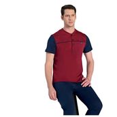 Over Sleep 2353 Erkek Kısa Kol Büyük Beden Süprem Pijama Takım (L-XL-XXL-3XL)