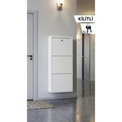 OVROL Kilitli Üçlü Metal Ayakkabılık Beyaz (Yedek Anahtarlı)