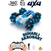Oyuncak 4x4 Buhar Atan Şarjlı Full Fonksiyon Uzaktan Kumandalı Akrobat Araba Duman Atar Typc-E Şarj - Mavi