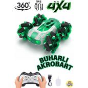 Oyuncak 4x4 Buhar Atan Şarjlı Full Fonksiyon Uzaktan Kumandalı Akrobat Araba Duman Atar Typc-E Şarj - Yeşil