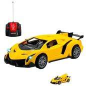 Oyuncak Uzaktan Kumandalı Şarjlı Kapıları Ve Bagajı Açılan 24 Cm Drift Spor Arabası Işıklı 1:18 Ölçek (Sarı)