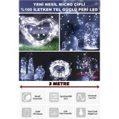 Özbience 3 Metre Beyaz Peri LED Dekoratif Işık, Yılbaşı ve Ev Süslemeleri Için - Ahşap - Beyaz - Seçenek 1