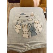 Özdilek Hello Rabbit 100x120 cm Mavi Bebek Battaniyesi