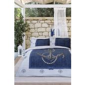 Özdilek Ranforce Anchor Denim Gri Mavi Tek Kişilik Pike Takımı