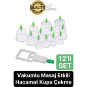 Özel Üretim Fizyoterapi Seri 12 Parça Vakumlu Masaj Etkili Hacamat Kupa Çekme Seti Masaj Sırt