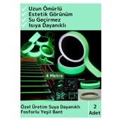 Özel Üretim Karanlıkta Işık Veren Yansıyan 4 Mtr Fosforlu Yeşil Şerit Yapışkanlı Reflektör Bant 2 Ad