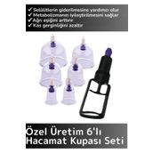 Özel Üretim Yüksek Kaliteli Selülit Çatlak Giderici Vakumlu 6'lı Hacamat Kupası Seti