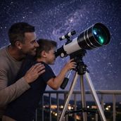 Özgürce Yüksek Güçlü Profesyonel Astronomik Teleskop, Tripod ile Ay ve Uzay Gözlemi - Ahşap - Seçenek 1