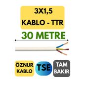 Öznur 3 x 1.5 mm Beyaz 30 mt Ttr Kablo