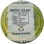 Öznur Nya 2.5 mm² 15 m 100 m Sarı-Yeşil Tek Damar Kablo