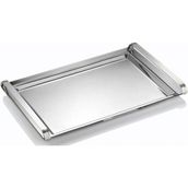 ÖzSa Home Tiamo Xlarge Premium 18/10 Paslanmaz Çelik Sunum Tepsisi Kulplu Söz Nişan Servis Çay Tepsi - Gümüş
